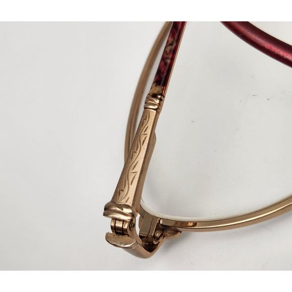 Vintage Givenchy Eyeglasses Gold Red Marble Wine Frames 52 19 135